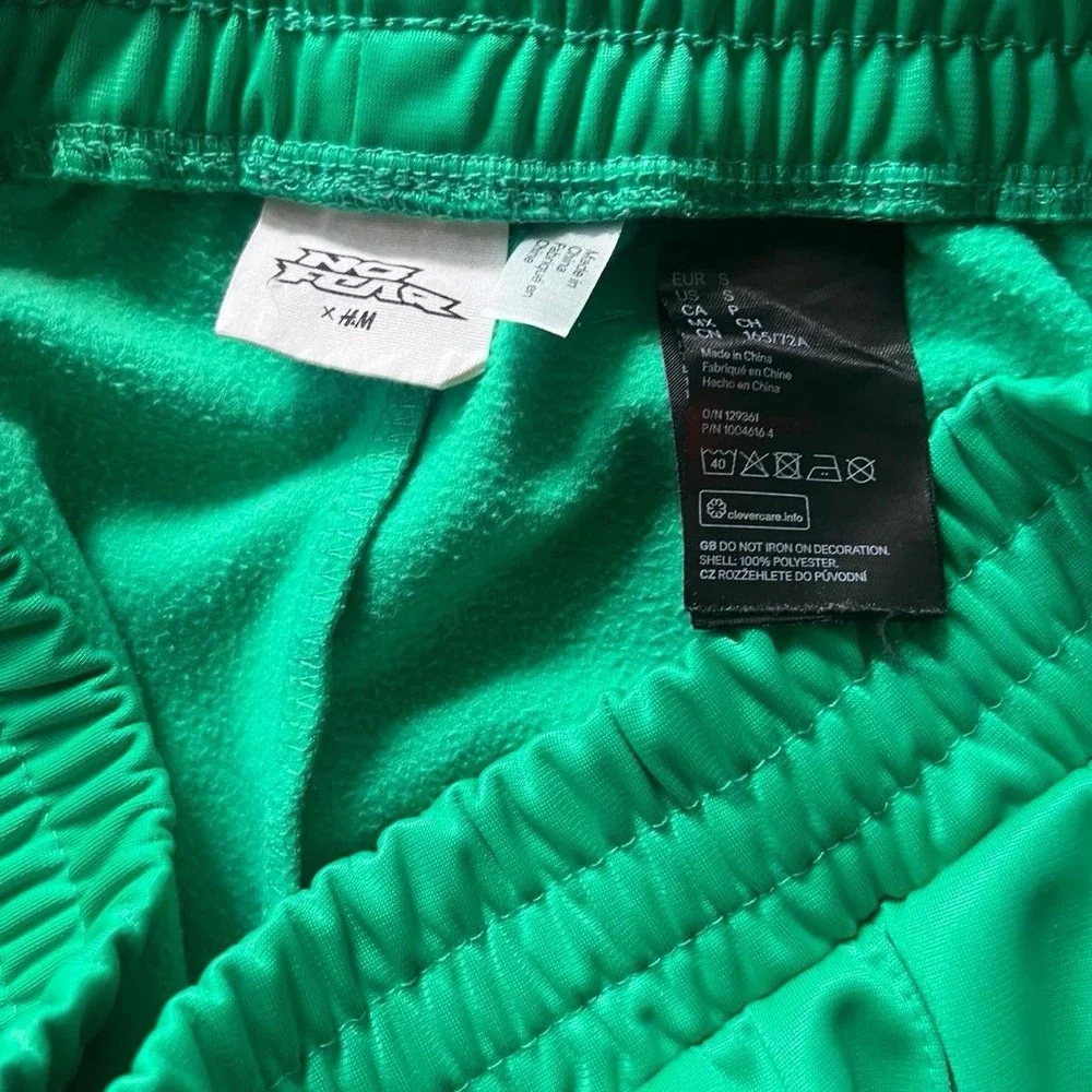 No Fear x H&M Collab Green Track Pants Baggy Y2K Style Men's Size Small Skate